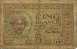 5 Francs MADAGASCAR  1937 P.035 q.B