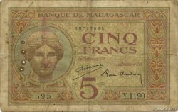 5 Francs MADAGASCAR  1937 P.035 RC