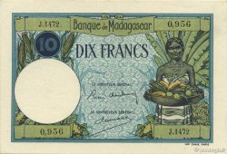 10 Francs MADAGASCAR  1937 P.036 AU+