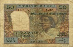 50 Francs - 10 Ariary MADAGASCAR  1962 P.061 BC