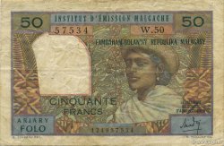 50 Francs - 10 Ariary MADAGASCAR  1962 P.061 VF