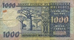 1000 Francs - 200 Ariary MADAGASCAR  1974 P.065a MB