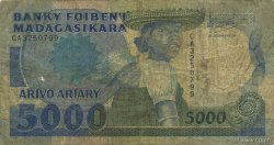 5000 Francs - 1000 Ariary MADAGASCAR  1988 P.073a pr.B