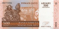 2500 Francs - 500 Ariary MADAGASCAR  2004 P.088a