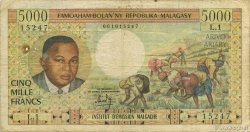 5000 Francs - 1000 Ariary MADAGASCAR  1966 P.060a RC+