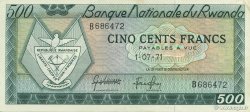 500 Francs RUANDA  1971 P.09b AU