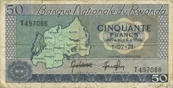 50 Francs RUANDA  1971 P.07b BC+