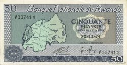 50 Francs RWANDA  1974 P.07b UNC-