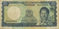 20 Shillings TANZANIA  1966 P.02b MB