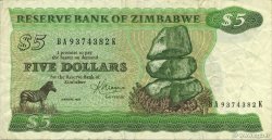 5 Dollars ZIMBABWE  1983 P.02c BB