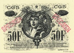 50 Francs Spécimen FRANCE Regionalismus und verschiedenen  1993 