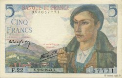 5 Francs BERGER FRANCE  1943 F.05.01 XF+