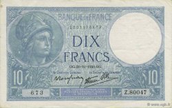 10 Francs MINERVE modifié FRANKREICH  1940 F.07.21 fVZ