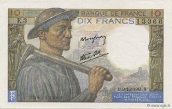 10 Francs MINEUR FRANCE  1941 F.08.02 UNC