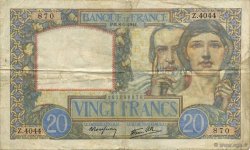20 Francs TRAVAIL ET SCIENCE FRANCE  1941 F.12.14 TB+