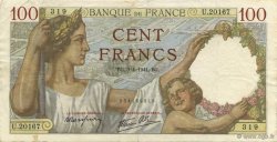 100 Francs SULLY FRANCE  1941 F.26.49 TTB