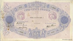 500 Francs BLEU ET ROSE modifié FRANCE  1938 F.31.08 TB