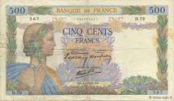 500 Francs LA PAIX FRANCE  1940 F.32.01 TB