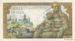 1000 Francs DÉESSE DÉMÉTER FRANCE  1942 F.40.02 TTB
