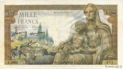 1000 Francs DÉESSE DÉMÉTER FRANKREICH  1942 F.40.12 fVZ