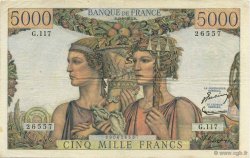 5000 Francs TERRE ET MER FRANKREICH  1953 F.48.08 fVZ