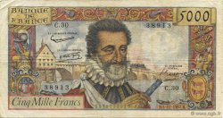 5000 Francs HENRI IV FRANCE  1957 F.49.04 pr.TTB