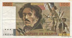100 Francs DELACROIX modifié FRANCE  1980 F.69.04a XF-