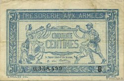50 Centimes TRÉSORERIE AUX ARMÉES 1917 FRANCIA  1917 VF.01.02 q.BB