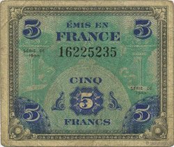 5 Francs DRAPEAU FRANCIA  1944 VF.17.01 q.MB