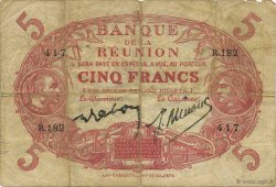 5 Francs Cabasson rouge ÎLE DE LA RÉUNION  1944 P.14 TB