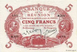 5 Francs Cabasson rouge ISOLA RIUNIONE  1944 P.14 q.FDC