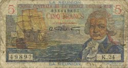 5 Francs Bougainville REUNION ISLAND  1946 P.41a G