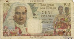 100 Francs La Bourdonnais REUNION  1946 P.45a VG