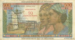 10 NF sur 500 Francs Pointe à Pitre ISLA DE LA REUNIóN  1971 P.54b MBC