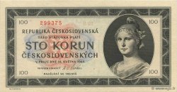 100 Korun TSCHECHOSLOWAKEI  1945 P.067a ST