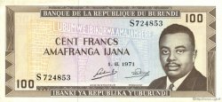 100 Francs BURUNDI  1971 P.23b AU
