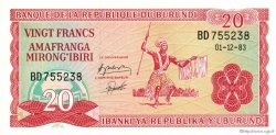 20 Francs BURUNDI  1983 P.27b q.FDC