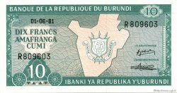10 Francs BURUNDI  1981 P.33a q.FDC