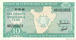 10 Francs BURUNDI  1988 P.33b ST
