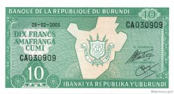 10 Francs BURUNDI  2005 P.33e UNC