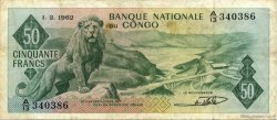 50 Francs CONGO, DEMOCRATIC REPUBLIC  1962 P.005a F+