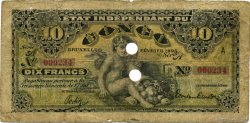 10 Francs Annulé BELGISCH-KONGO  1896 P.01b fS