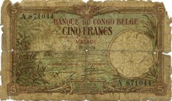 5 Francs BELGIAN CONGO  1924 P.08c P