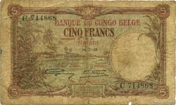 5 Francs BELGIAN CONGO Matadi 1926 P.08c G