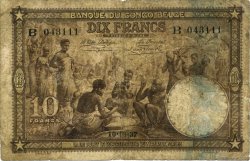 10 Francs BELGIAN CONGO  1937 P.09 VG