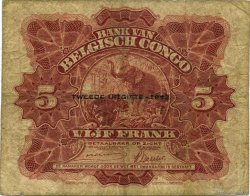 5 Francs CONGO BELGE  1942 P.13 B+