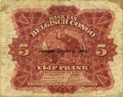 5 Francs BELGIAN CONGO  1942 P.13 F