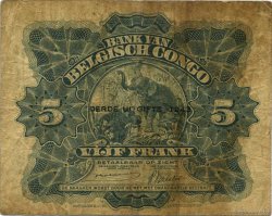 5 Francs CONGO BELGE  1943 P.13Aa B+