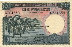 10 Francs BELGIAN CONGO  1944 P.14D VF