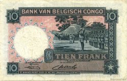 10 Francs CONGO BELGE  1949 P.14E TB